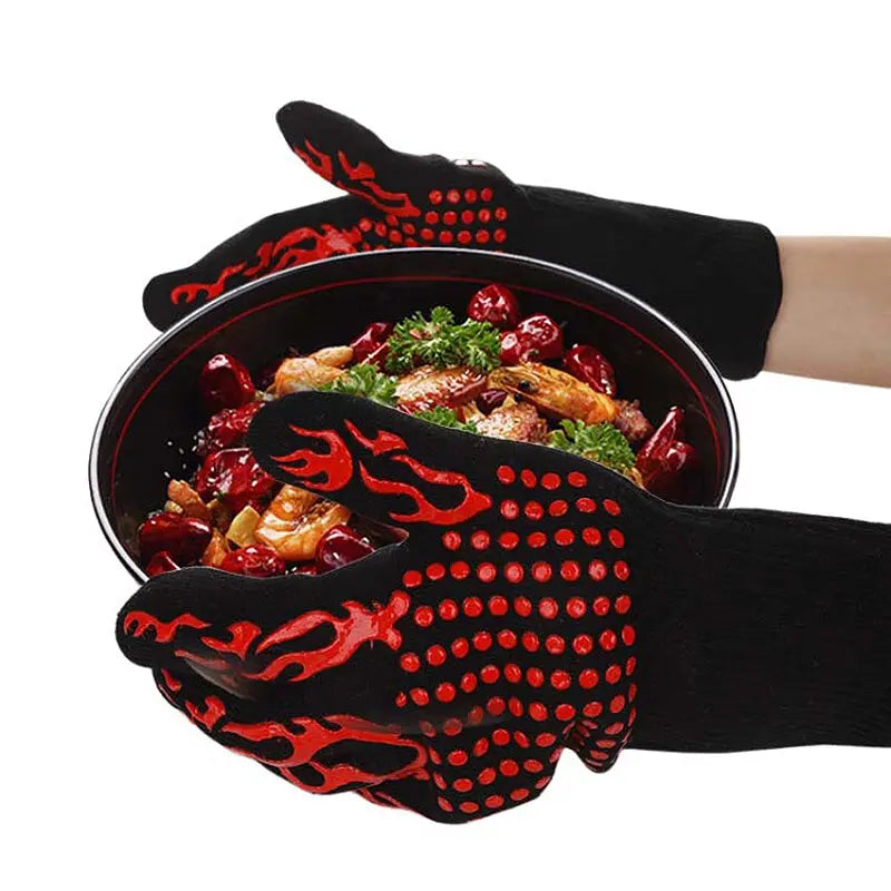 Heat-Resistant Kitchen Barbecue Gloves - Green Grill