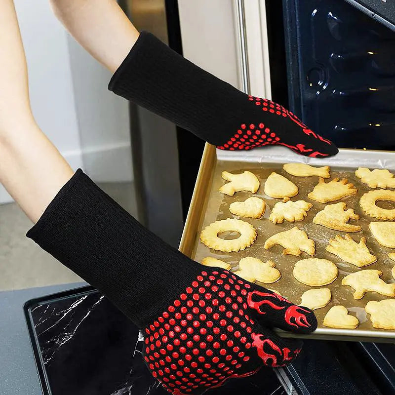 Heat-Resistant Kitchen Barbecue Gloves - Green Grill