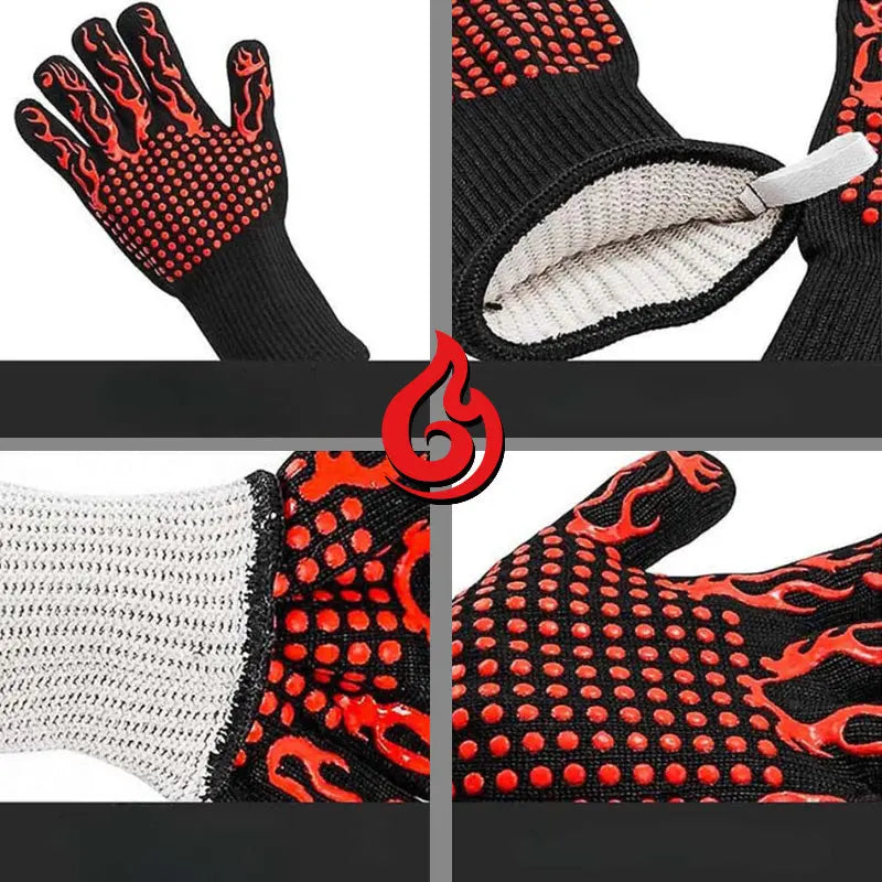 Heat-Resistant Kitchen Barbecue Gloves - Green Grill