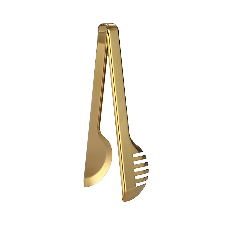 BBQ Tongs Stainless Steel Style 01 - 20cm gold food tongs for grilling and baking - Green Grill