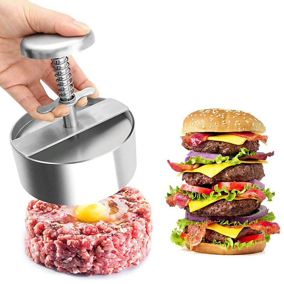 Burger Press Stainless Steel - perfectly shaped beef patties for BBQ - Green Grill