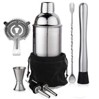 Cocktail Shaker Set 7 pcs - stainless steel cocktail mixing tools - Green Grill