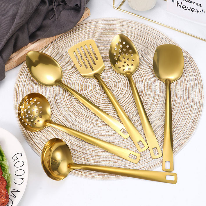 Elegant Gold Kitchen Utensils - 2-piece serving spoon set in gold stainless steel - Green Grill