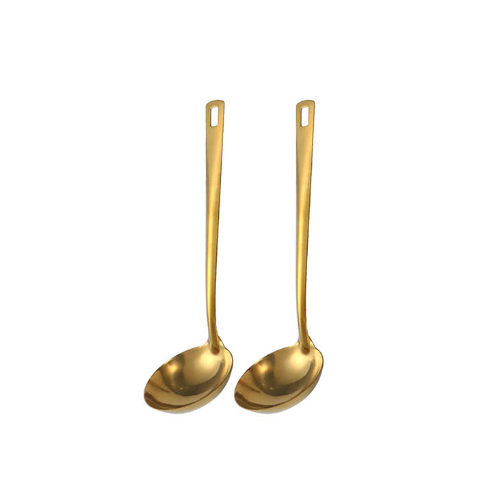 Elegant Gold Kitchen Utensils - 2-piece slotted spoon set for cooking - Green Grill