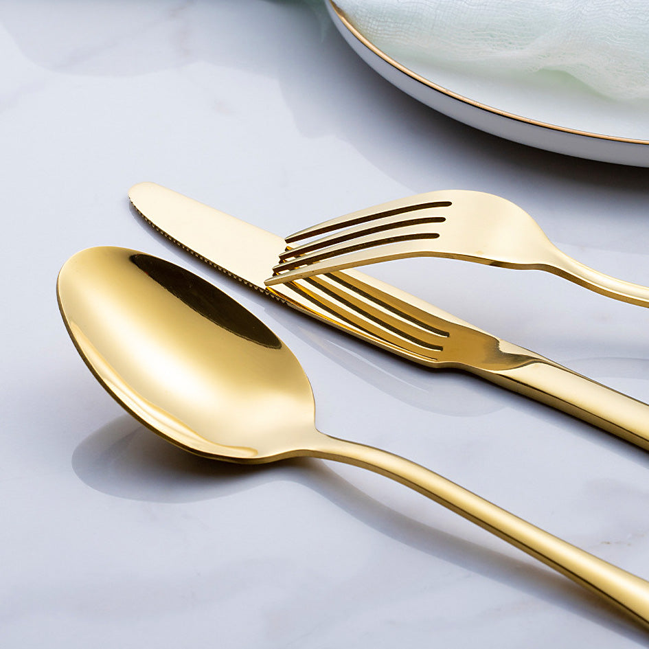 Cutlery Set Stainless Steel - premium stainless steel forks and spoons - Green Grill