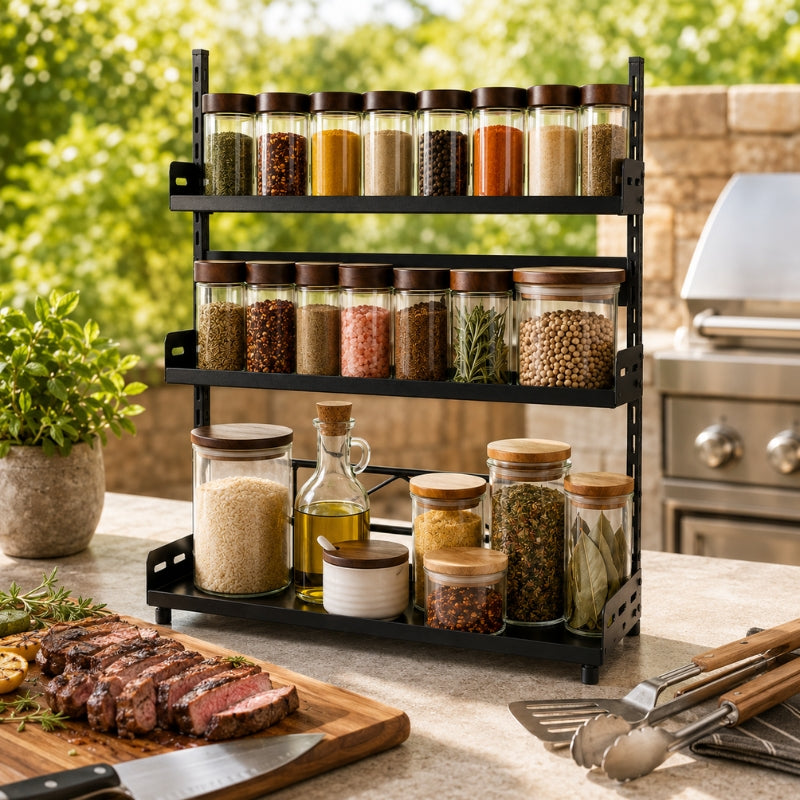 3-Tier Adjustable Metal Spice Rack Organizer