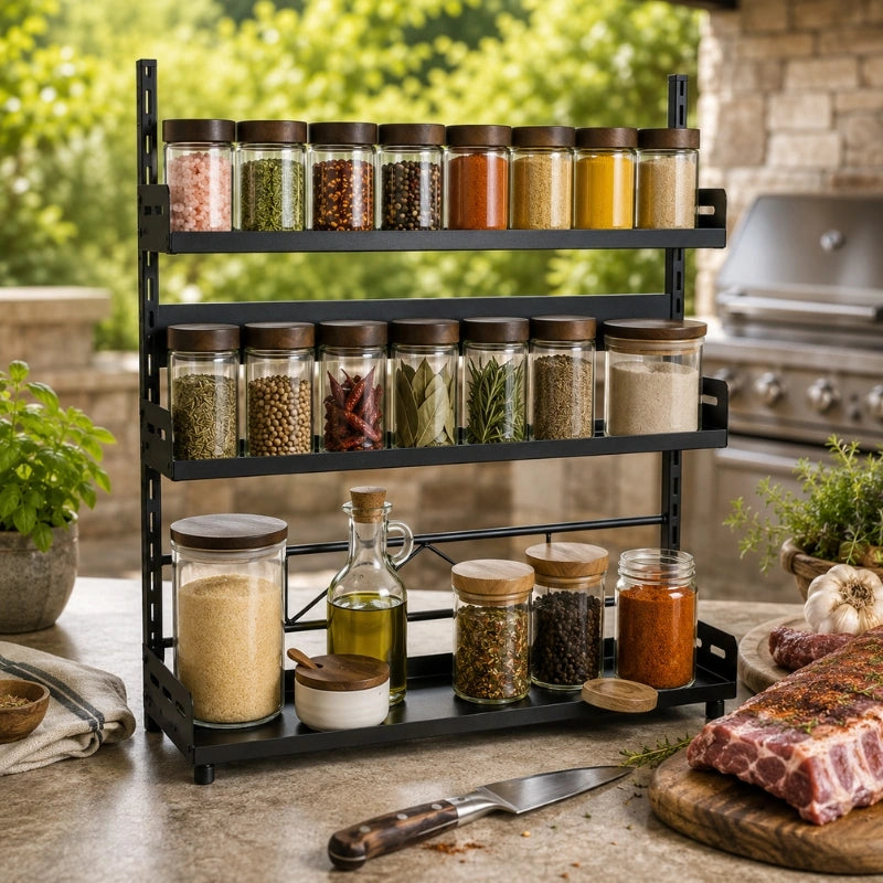 3-Tier Adjustable Metal Spice Rack Organizer