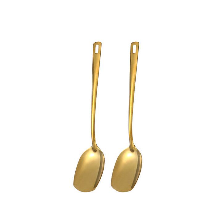 Elegant Gold Kitchen Utensils - 2-piece square shovel set for cooking - Green Grill