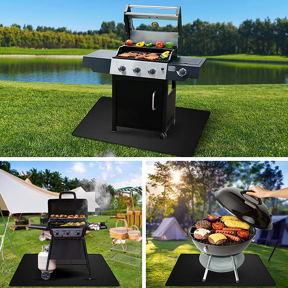 BBQ Mat Outdoor Grill Protection - durable floor mat for outdoor BBQ area - Green Grill
