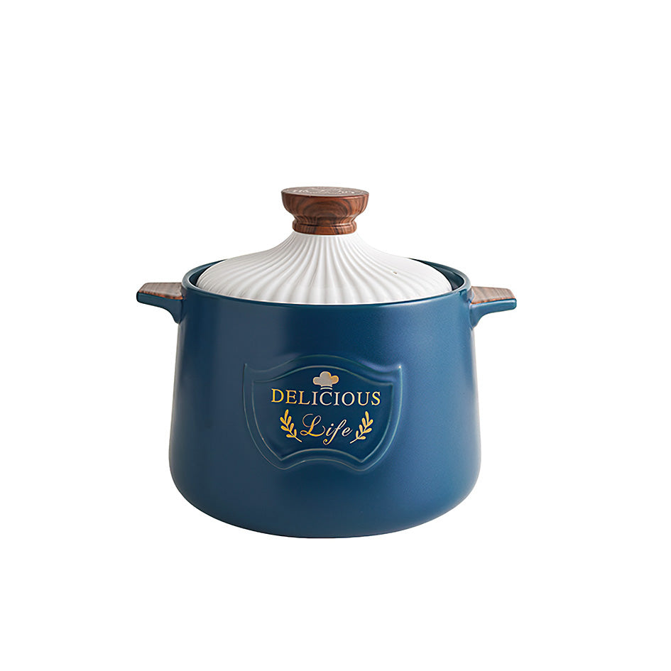 Ceramic Casserole Soup Pot 5L Clean - mid-size ceramic pot for family meals - Green Grill