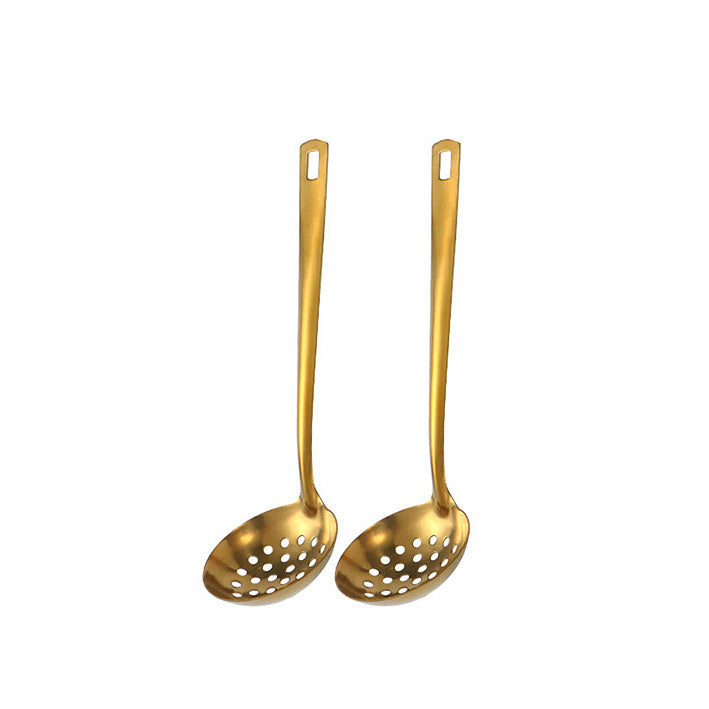 Elegant Gold Kitchen Utensils - full 6-piece golden utensil set displayed - Green Grill