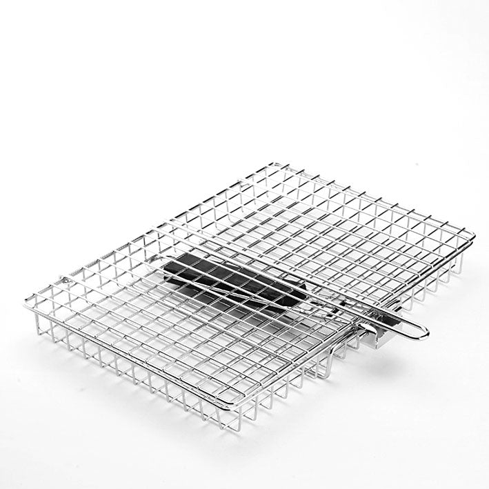 Folding BBQ Basket - collapsible grill basket for outdoor and camping cooking - Green Grill