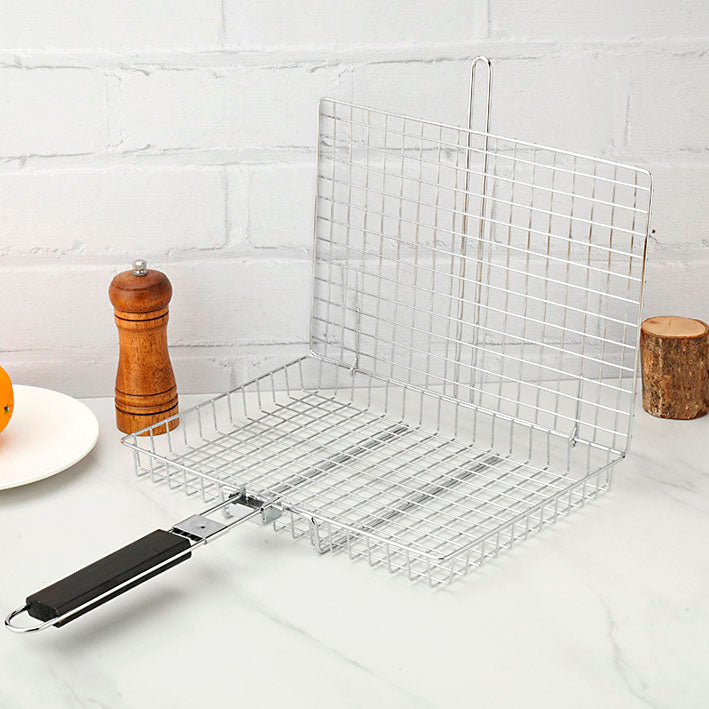 Multi-functional Folding BBQ Basket - open design for even heat distribution - Green Grill