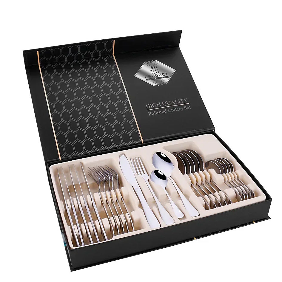 Cutlery Set Stainless Steel - polished stainless steel utensils set - Green Grill