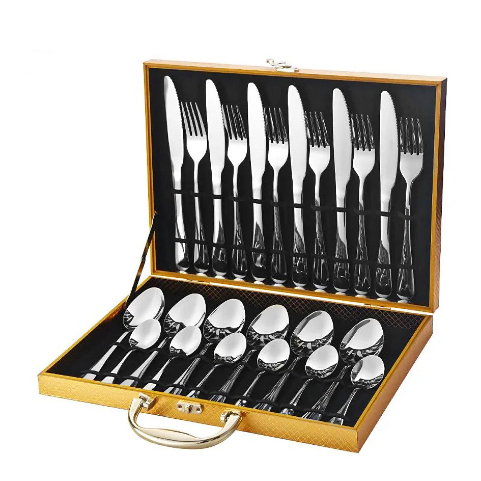 Cutlery Set Stainless Steel - complete flatware set in luxury gift box - Green Grill