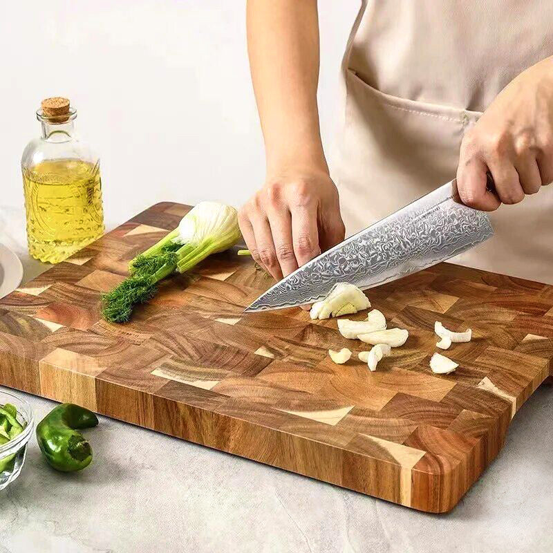 Acacia Wood End Grain Cutting Board - Green Grill