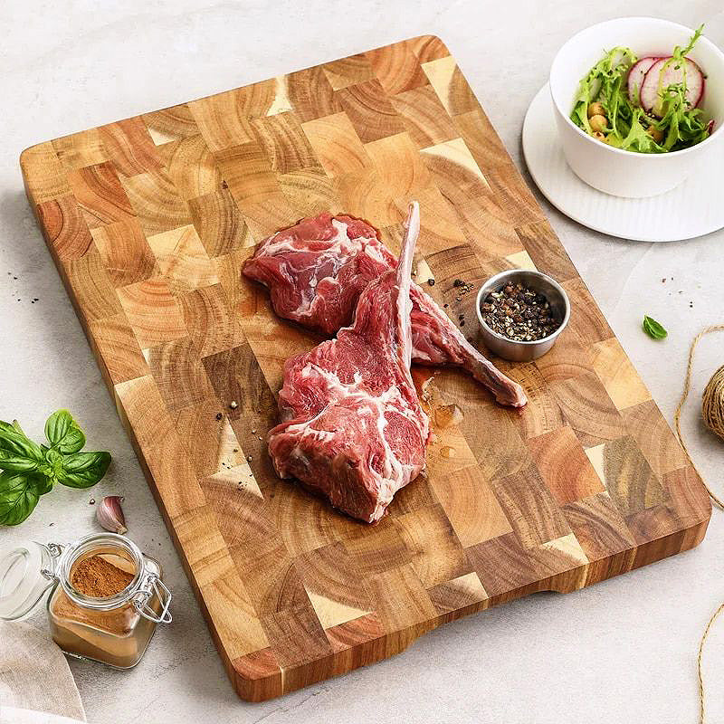 Acacia Wood End Grain Cutting Board - Green Grill