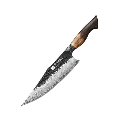 Black Damascus Kitchen Knife with Oak Handle