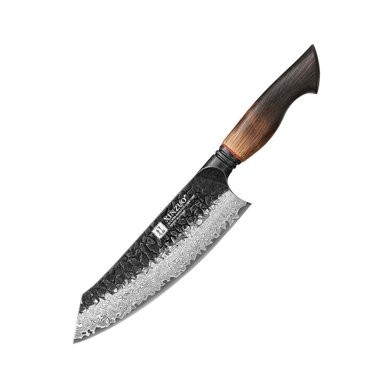 Black Damascus Kitchen Knife with Oak Handle