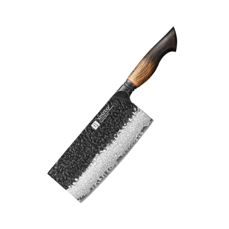 Black Damascus Kitchen Knife with Oak Handle