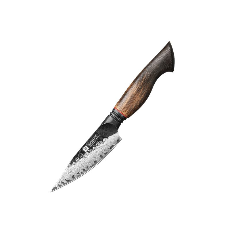 Black Damascus Kitchen Knife with Oak Handle