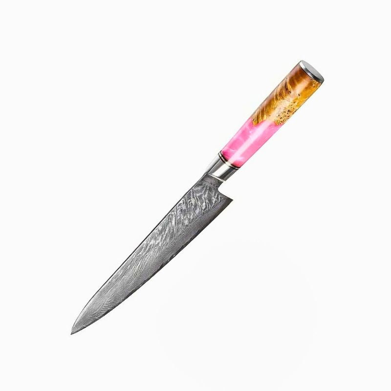 Elegant Pink Damascus Chef Knife
