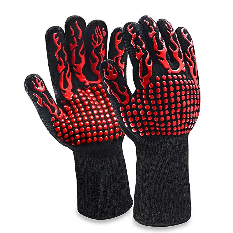 Heat-Resistant Kitchen Barbecue Gloves - Green Grill