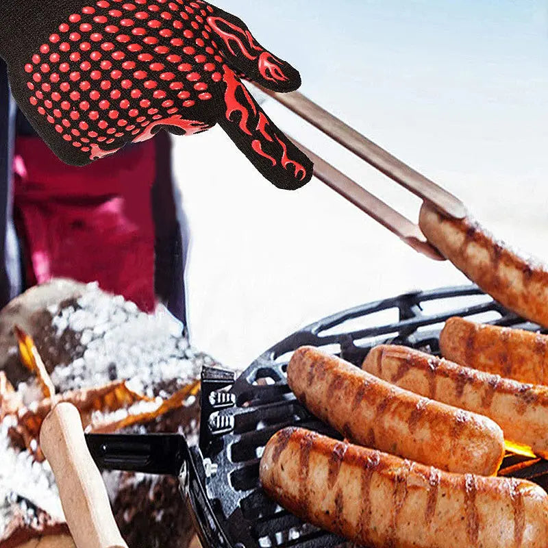 Heat-Resistant Kitchen Barbecue Gloves - Green Grill