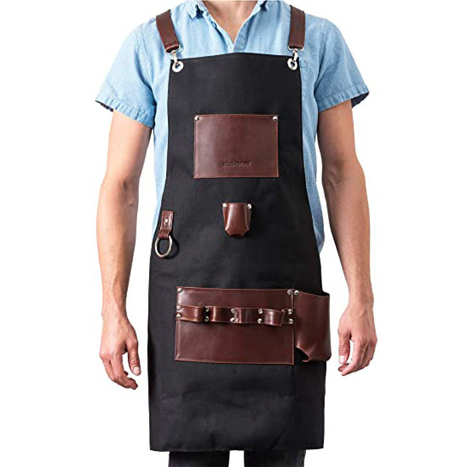 Kitchen Premium Leather Apron - Green Grill