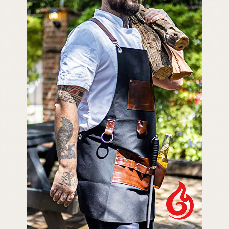 Kitchen Premium Leather Apron - Green Grill