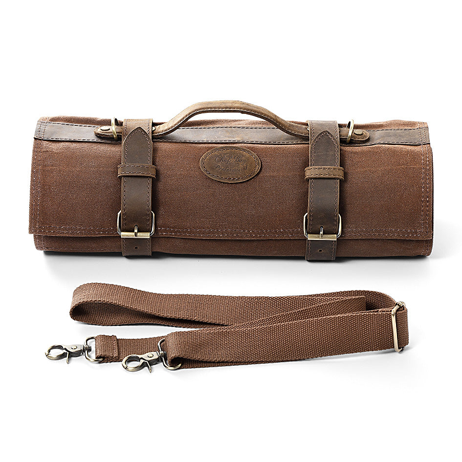 Knife Roll Bag Premium Leather Crafted - Green Grill