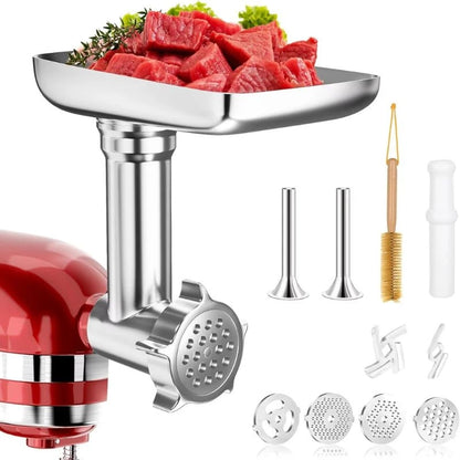 Metal Meat Grinder Attachment for KitchenAid with 4 Grinding Plates