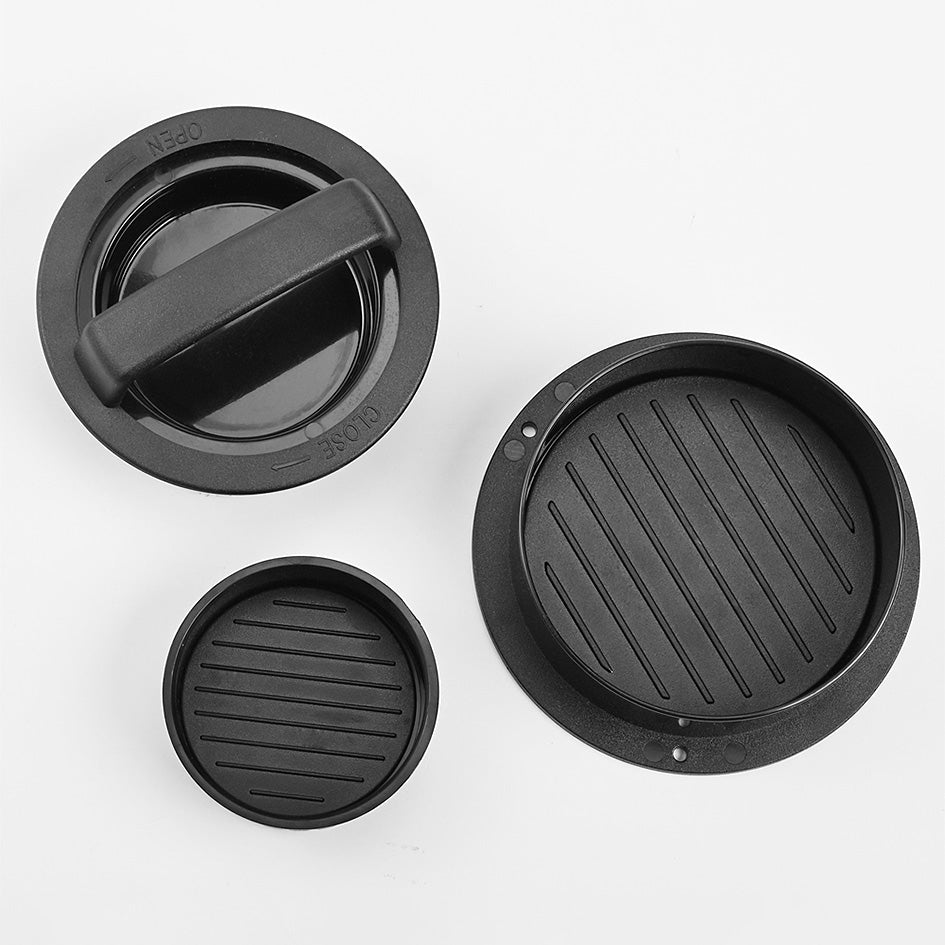 Nonstick Beef Burger Press in use - creating uniform patties - Green Grill