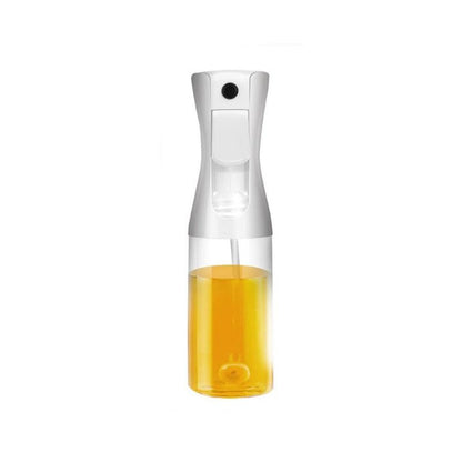 300ml oil spray bottle with a white plastic nozzle, filled with oil. Perfect for controlled oil and vinegar dispensing in cooking, grilling, and salad dressing.