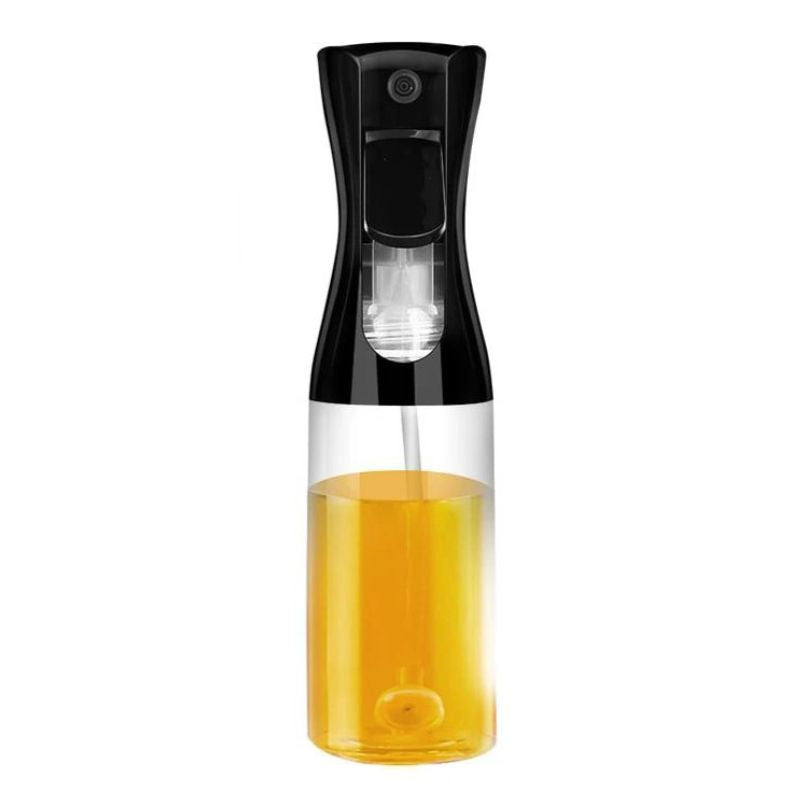 500ml acrylic oil spray bottle with a black plastic nozzle, designed for precise oil and vinegar dispensing. Perfect for cooking, grilling, and salad dressing.