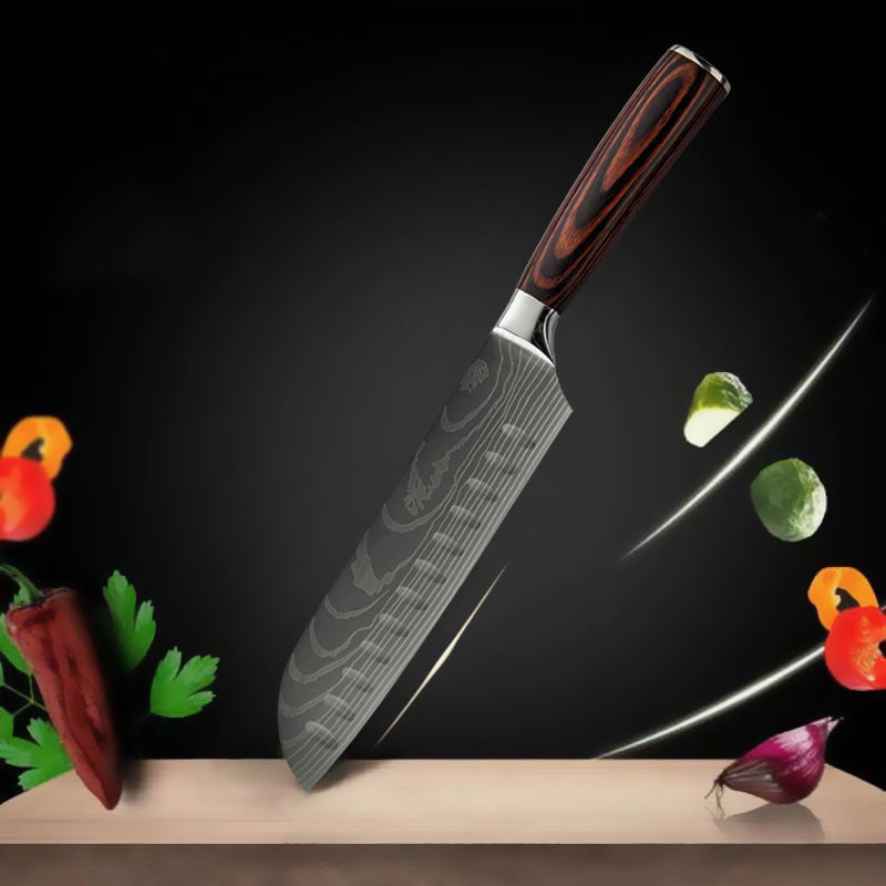 Santoku Precision Japanese Knife in use - precision cutting performance - Green Grill