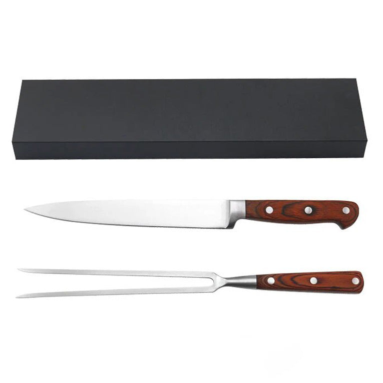 Stainless Steel BBQ Knife Fork Set - Green Grill