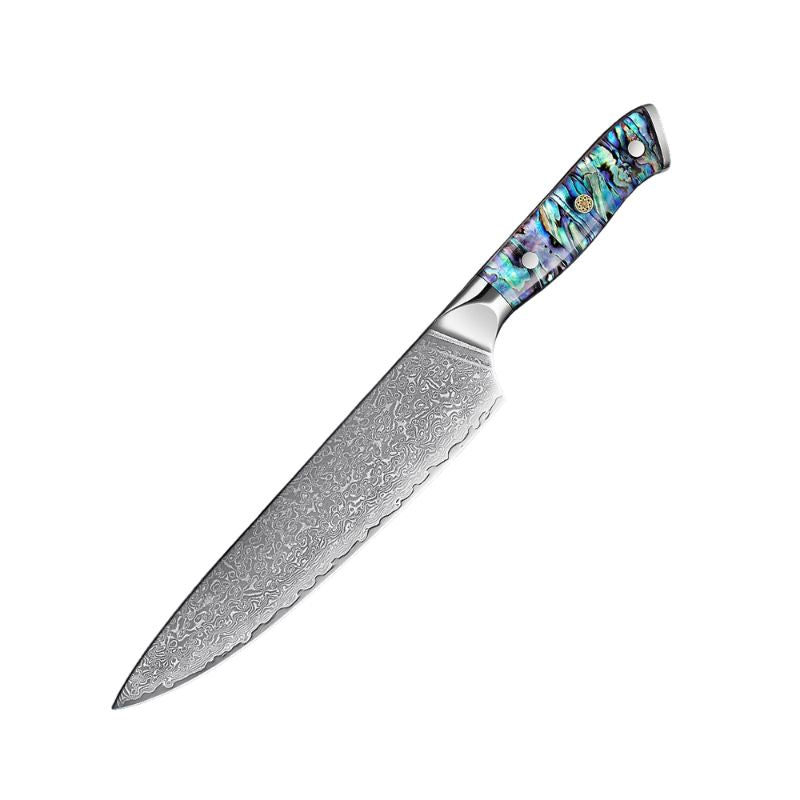 Supreme 8-inch Damascus Chef Knife with abalone shell handle