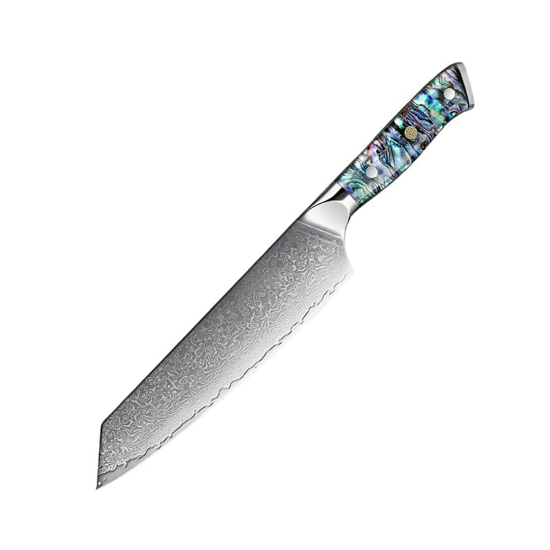 Supreme 7.5-inch Damascus Kiritsuke Knife with abalone shell handle