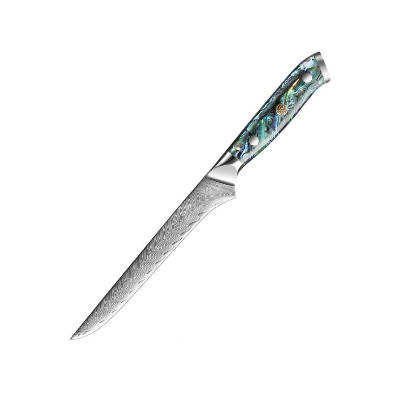 Supreme 6-inch Damascus Boning Knife with abalone shell handle