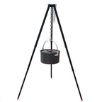 Tripod Fire Pit for Outdoor Cooking - full tripod setup over fire pit for outdoor meals - Green Grill